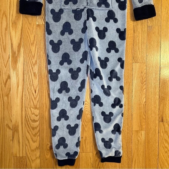Disney Women's Mickey Mouse Hooded One Piece Zip Up Fleece Pajamas Blue M - Picture 4 of 7